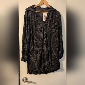 Loretta Black Velvet burnout mini dress